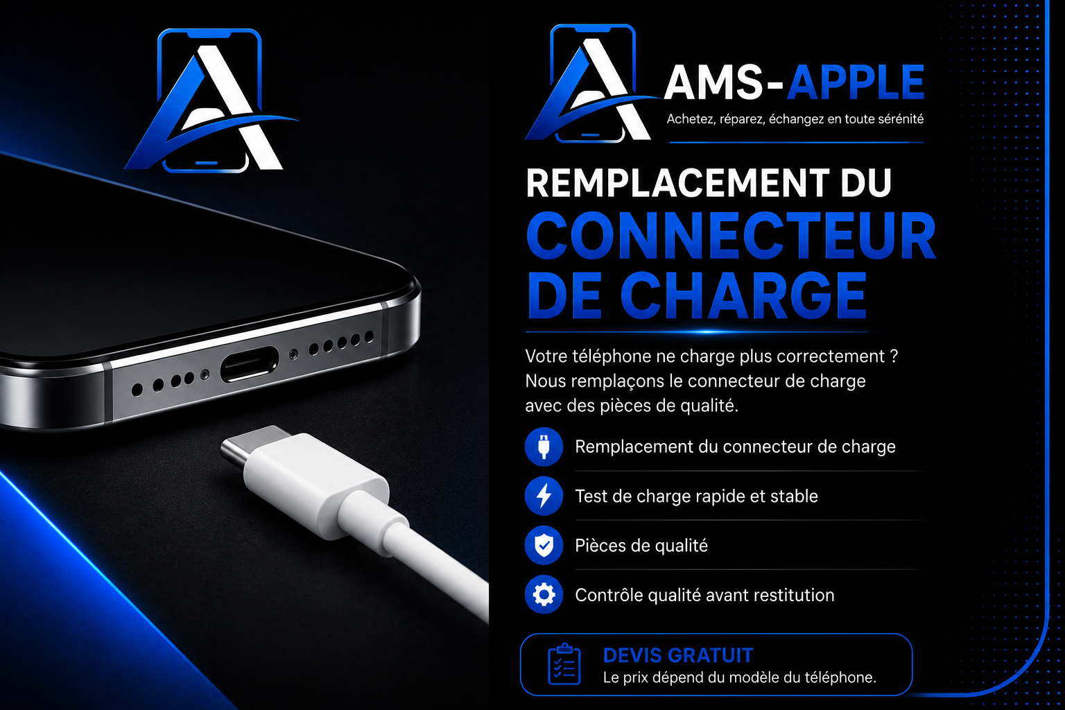 Remplacement du connecteur de charge